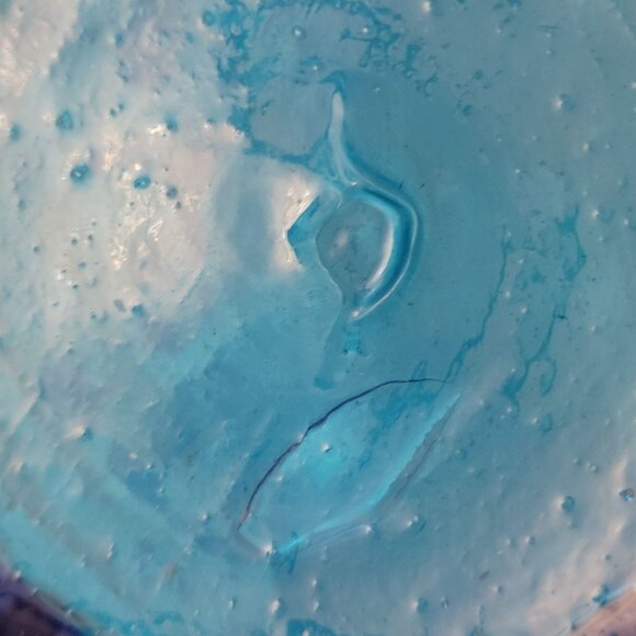 Textured Blue Glass Vase 10" Tall With Bubble Pattern - Handcrafted - Picture 3 of 8